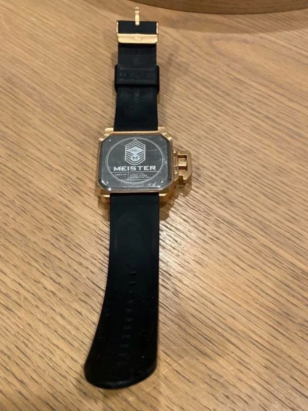 Meister Gold Case Black Strap Men's Watch